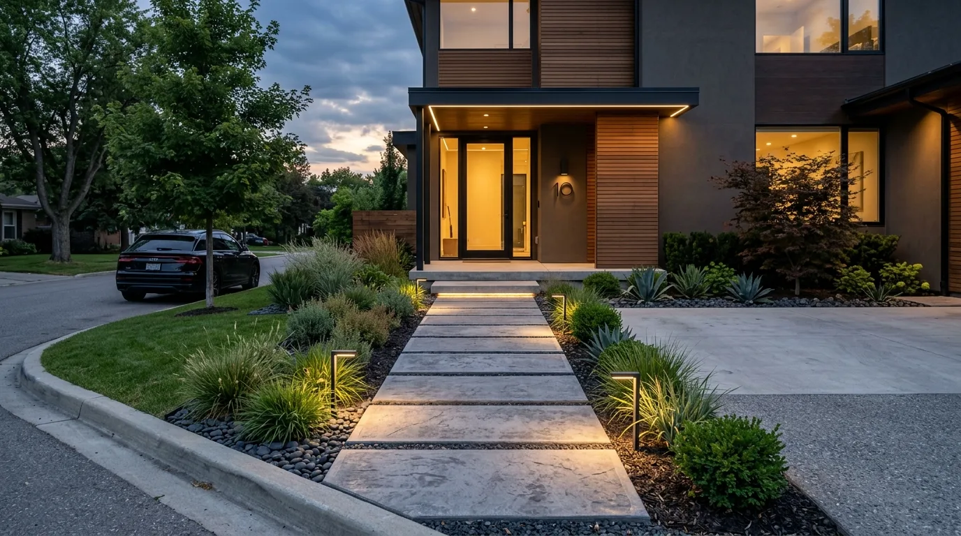 Simple Front Yard With Mixed Texture